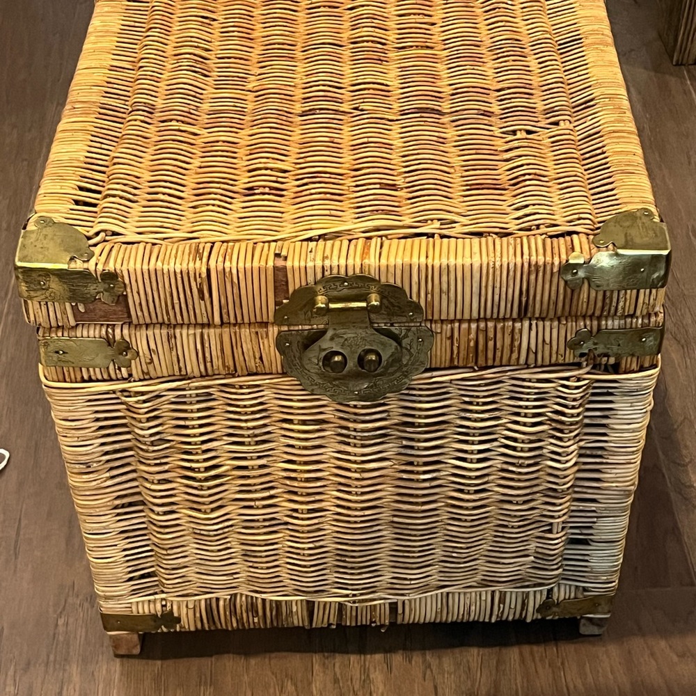 Chinoiserie Wicker Blanket Chest
